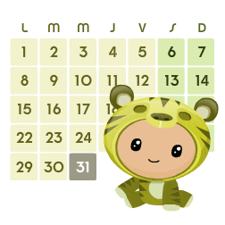 Calendario Tigre Kawaii